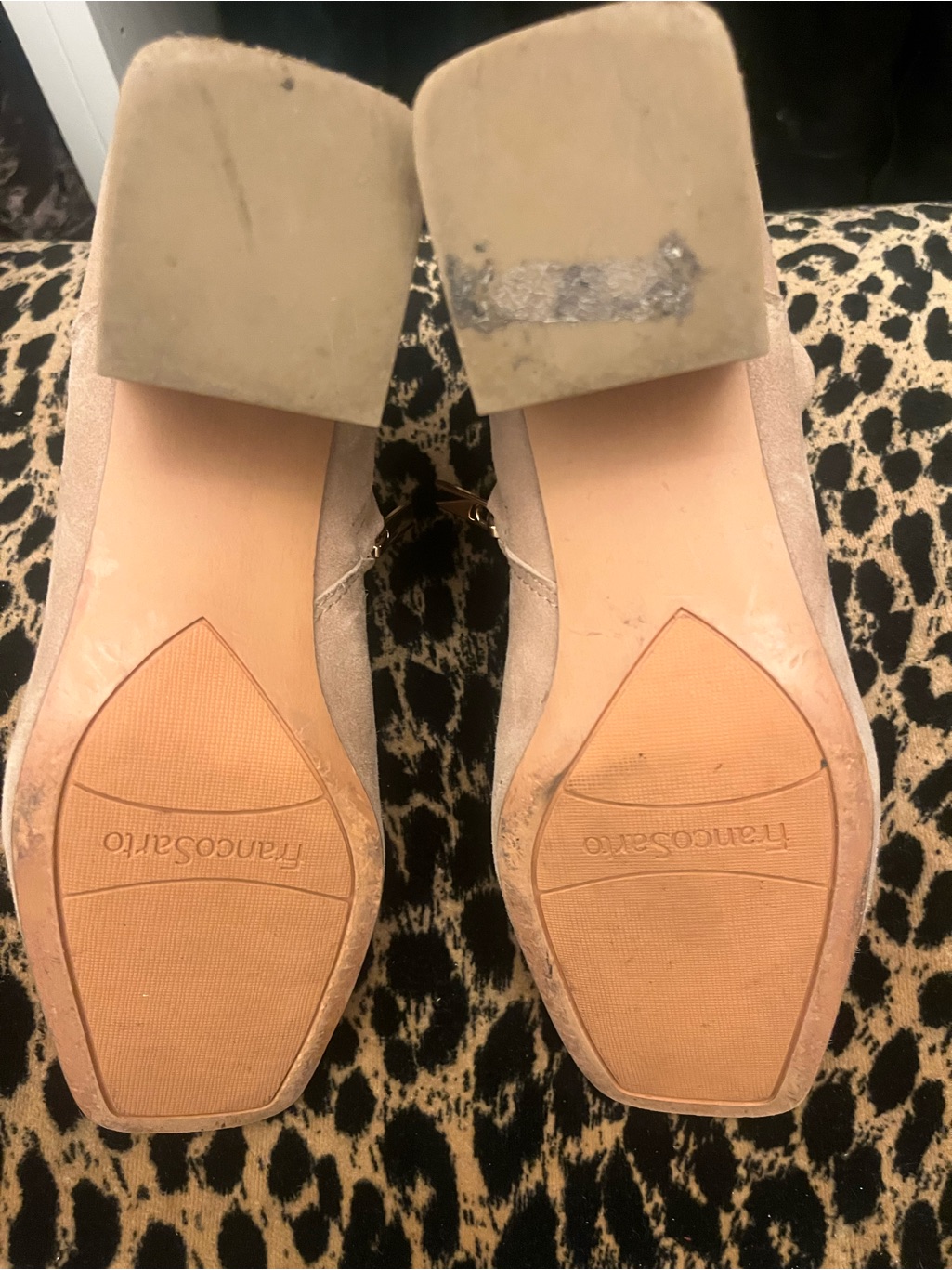 Franco Sarto Cream Suede Square-Toe Ankle Boots — image 5 of 6